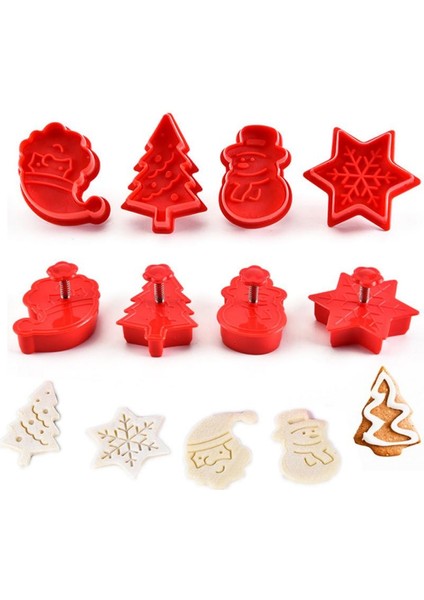 4 Adet Kırmızı Stil 4 Adet Dıy Noel Ağacı Kardan Adam Plastik Pişirme Kalıp Mutfak Bisküvi Kurabiye Kesici Pasta Piston Fondan Kek Dekorasyon Araçları (Yurt Dışından) fırsatları