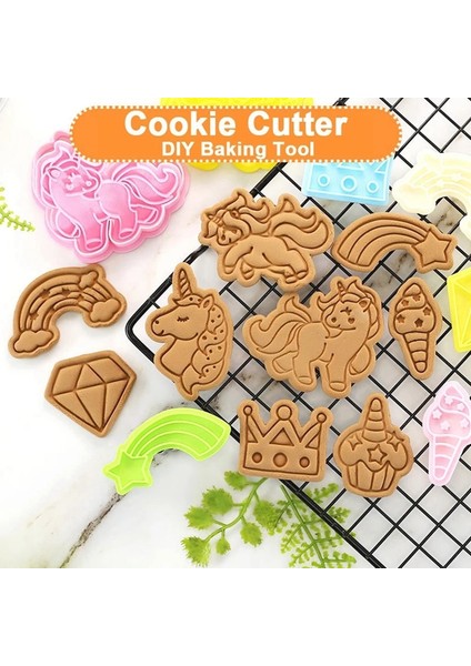 Stil 7 Stil Unicorn Şekli Çerez Kesiciler Plastik 3D Karikatür Basılabilir Bisküvi Kalıbı Çerez Damgası Mutfak Pişirme Pasta Bakeware Aracı (Yurt Dışından) modelleri