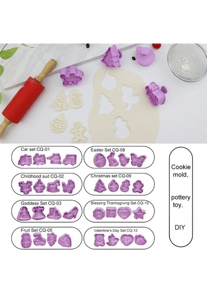 Sevgililer Günü Set Stili Tamp Bisküvi Kalıp 3D Çerez Piston Kesici Pasta Dekorasyon Dıy Gıda Fondan Pişirme Kalıp Aracı Noel Ağacı Kardan Adam (Yurt Dışından) indirimleri