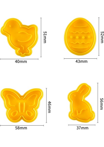 Sarı Stil 4 Adet Paskalya Tavşanı Yumurta Bisküvi Kesiciler Plastik Çerez Kesici Parti Kek Dıy Malzemeleri 3D Karikatür Tavşan Kalıpları Pişirme Araçları (Yurt Dışından)