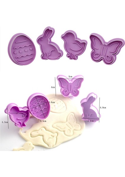 Sarı Stil 4 Adet Paskalya Tavşanı Yumurta Bisküvi Kesiciler Plastik Çerez Kesici Parti Kek Dıy Malzemeleri 3D Karikatür Tavşan Kalıpları Pişirme Araçları (Yurt Dışından) fiyatları