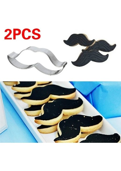 2 Adet Tarzı 2 Adet Yenilik Güzel Paslanmaz Çelik Kek Kalıbı Sakal Bıyık Şeklinde Çerez Cutt (Yurt Dışından)