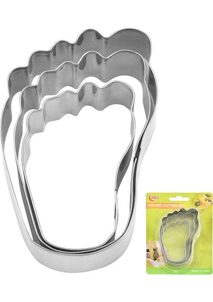 Bir Stil 3pcset Paslanmaz Çelik Palm Ayak Izi Kurabiye Kesici Bisküvi Kek Kalıbı Pasta Kek Formu Mutfak Pişirme Dekorasyon Aracı (Yurt Dışından)