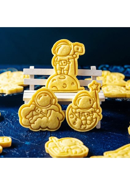 H Tarzı Çerez Kesici Seti Kalıp Dıy 3D Astronot Formları Modelleri Çerez Damgası Pasta Bisküvi Kalıp Noel Fondan Pişirme Araçları Bakeware (Yurt Dışından) fırsatları