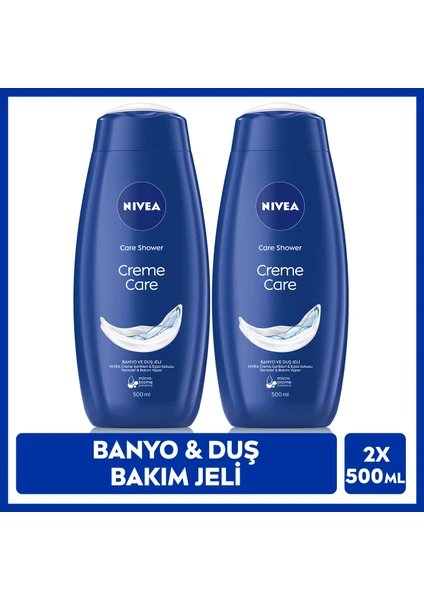 NIVEA Creme Care Banyo ve Duş Jeli 500 m x2 Adet, Vücut Nemlendirme ve Eşsiz Koku