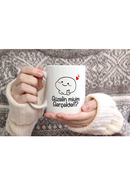 Güzelin Miyim Gerçekten? Baskılı Seramik Kahve Çay Kupası fiyatları