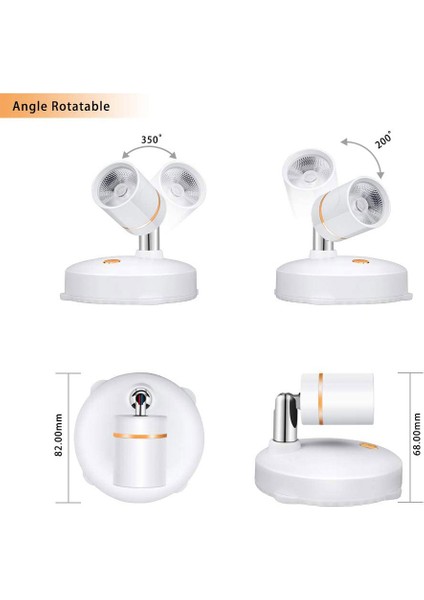Kablosuz Spot Işıklar Pille Çalışan Vurgulu Işıklar Iç Mekan Kısılabilir LED Spot Işığı Her Yerde Dönebilen Duvar Işığı (2 Paket) (Yurt Dışından) fırsatları