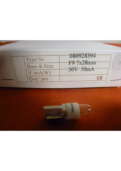 30V 50 Ma 7X28 F9 Ampul 10 Ad.