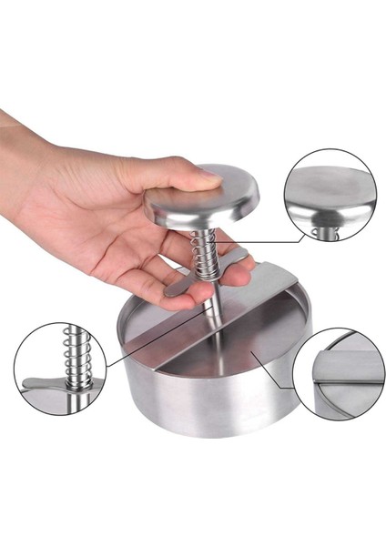 Hamburger Patty Maker Basın 304 Paslanmaz Çelik Yapışmaz Yuvarlak Manuel Pirinç Topu Kalıp Kalınlığı Ayarlanmış Mutfak Aracı (Yurt Dışından) indirimleri