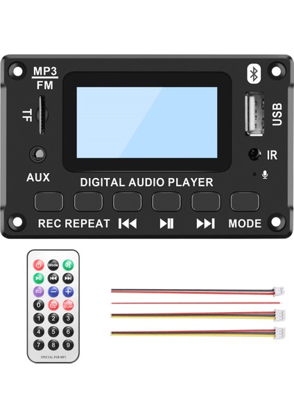 Araba Bluetooth Mp3 Dekoder Kurulu LCD Ekran Mp3 Ses Modülü Hoparlör Desteği Fm Radyo Aux USB Kod Çözme Mp3 Çalar (Yurt Dışından)