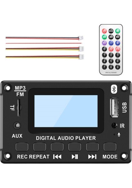 Araba Bluetooth Mp3 Dekoder Kurulu LCD Ekran Mp3 Ses Modülü Hoparlör Desteği Fm Radyo Aux USB Kod Çözme Mp3 Çalar (Yurt Dışından)