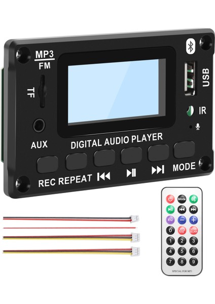 Araba Bluetooth Mp3 Dekoder Kurulu LCD Ekran Mp3 Ses Modülü Hoparlör Desteği Fm Radyo Aux USB Kod Çözme Mp3 Çalar (Yurt Dışından)