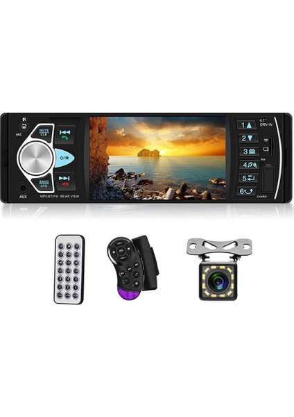 Araba Radyo 1 Din Stereo Mp5 Çalar Bluetooth Fm USB Autoradio 4.1 Inç Destek Dikiz Mirrolink Direksiyon Kontrolü (Yurt Dışından)