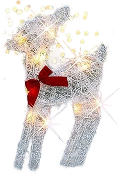 Işıklı Noel 2d Ren Geyiği Dış Mekan Süslemeleri, Önceden Aydınlatmalı Noel Rudolph ve Işıklı Noel Baba Kızağı, Bebek Geyik (Yurt Dışından)