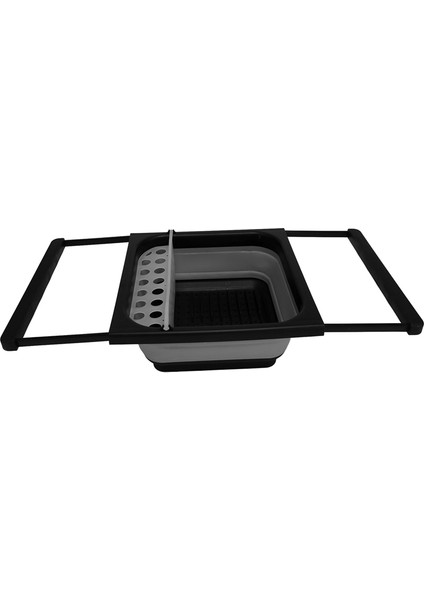 Pratik Katlanır Tabak Filtre Sepeti Saklama Kutusu Damlalıklı Kase Sofra Plakası Ayarlanabilir Sofra Drenaj Rafı Siyah (Yurt Dışından)