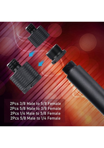 16 Adet Mikrofon Standı Konu Adaptör Seti, 5/8 Dişi - 3/8 Erkek ve 3/8 Dişi - 5/8 Erkek Vida Adaptör Konusu (Yurt Dışından)