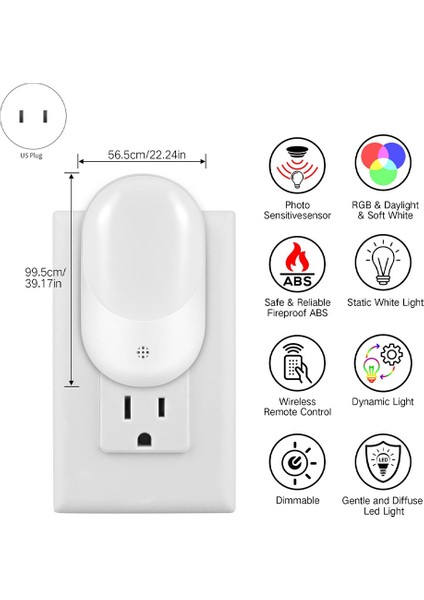 Takılabilir Gece Lambası Rgb 16 Renkli Değişken LED Gece Lambası Uzaktan Kumandalı Renkli Atmosfer Işığı (Abd Tak) (Yurt Dışından)