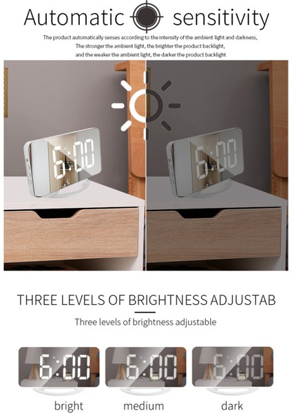 Dijital Çalar Saat, Aynalı LED Saat, Loş Gece Lambası 2 USB Şarj Portu Yatak Odası Dekoru Için Masa Alarmı Saatler A (Yurt Dışından) fırsatları