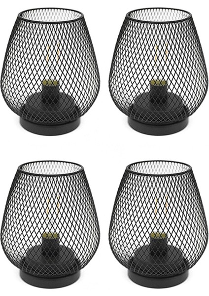 4x Metal Kafes Masa Lambası, Düğün Bahçe Için LED Ampul Başucu Pil Lambaları ile Accent Akülü Lamba (Yumurta Şekli) (Yurt Dışından)