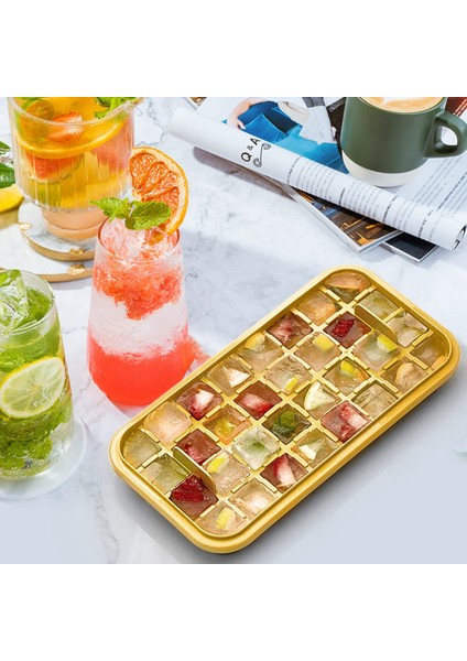 Kapaklı ve Hazneli Ice-Cube Tepsisi, 2 Paket Dondurucu Için Ice-Cube Tepsisi, 64 Parça Ice-Cube Kalıbı (Sarı) (Yurt Dışından) indirimleri