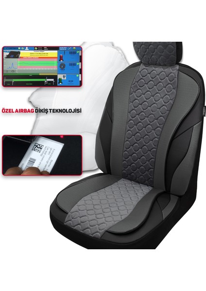 Vıp Serisi - Audi A2 ile Uyumlu Oto Koltuk Kılıfı, Tay Tüyü-Deri / Füme*füme*siyah modelleri