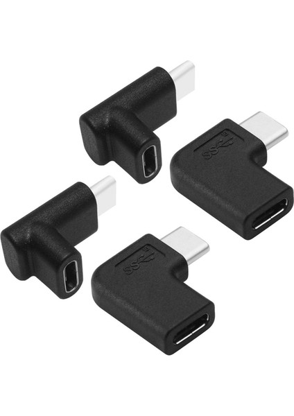 2x 90 Derece Sağ ve Sol Yukarı ve Aşağı Açılı 90 Derece Usb-C USB 3.1 Type-C Erkek - Dişi Uzatma Adaptörü (Yurt Dışından)