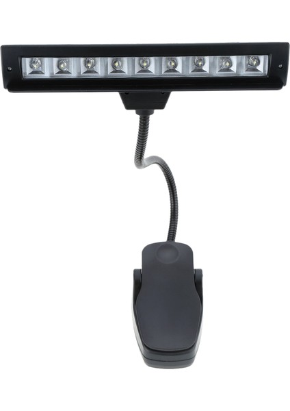 9 LED Okuma Lambası Okuma Işığı Masa Klipsli Lamba Piyano Müzik Puanı Standı Siyah (Yurt Dışından)