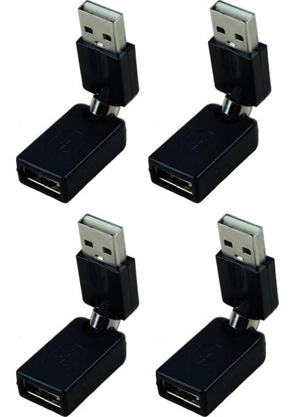 4x Siyah USB 2.0 Erkek - USB Dişi 360 Derece Dönüş Açısı Uzatma Adaptörü (Yurt Dışından)