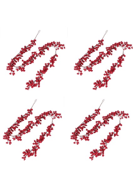 4 Adet 5.9 Ft Noel Kırmızı Berry Çelenk Yapay Bordo Kırmızı Pip Noel Çelenk (Yurt Dışından) fiyatları