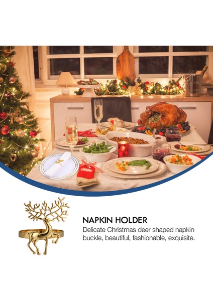 Altın Peçete Halkası Restoran Noel Partisi Yemeği Için Dayanıklı Narin Geyik Peçete Halkası Tutucu (Yurt Dışından)
