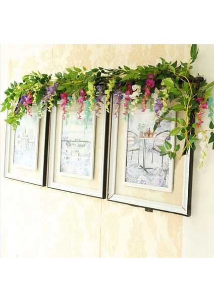 4 Adet 7ft / Adet Yapay Wisteria Vine, Çiçek Çelenk Wisteria Vine Rattan Açık Töreni Için Asılı Çiçekler, Mor (Yurt Dışından)