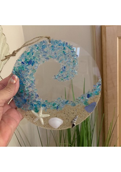 Asılı Süs Deniz Cam Güneş Yakalayıcı Pencere Plaj Cam Suncatcher Için Çarpışan Okyanus Plaj Suncatcher (Yurt Dışından) modelleri