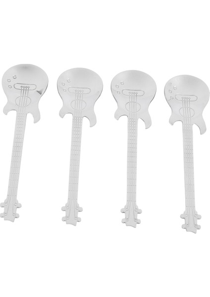 Gitar Kahve Çay Kaşığı, 32 Adet Paslanmaz Çelik Müzikal Kahve Kaşığı Çay Kaşığı Karıştırma Kaşığı Şeker Kaşığı (Gümüş) (Yurt Dışından)
