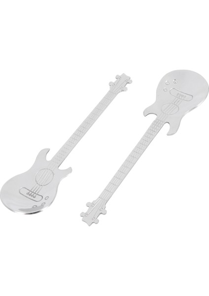 Gitar Kahve Çay Kaşığı, 32 Adet Paslanmaz Çelik Müzikal Kahve Kaşığı Çay Kaşığı Karıştırma Kaşığı Şeker Kaşığı (Gümüş) (Yurt Dışından)