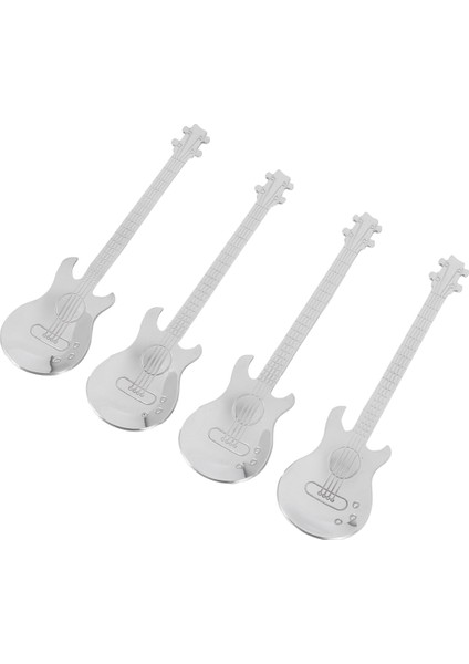 Gitar Kahve Çay Kaşığı, 32 Adet Paslanmaz Çelik Müzikal Kahve Kaşığı Çay Kaşığı Karıştırma Kaşığı Şeker Kaşığı (Gümüş) (Yurt Dışından)