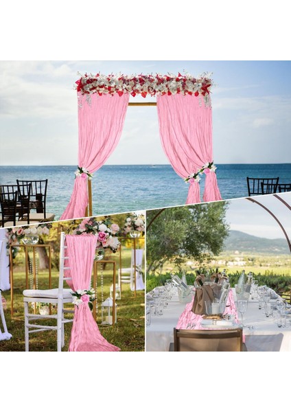 6 Paket Pembe Tülbent Masa Koşucu 35X120IN Boho Gazlı Bez Masa Koşucu Düğün Gelin Bebek Duş Parti Dekor Için (Yurt Dışından)