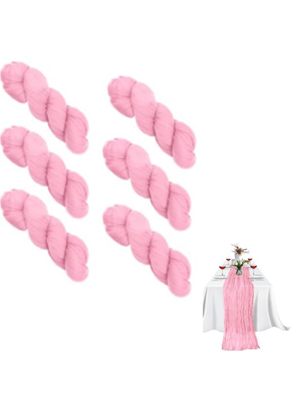 6 Paket Pembe Tülbent Masa Koşucu 35X120IN Boho Gazlı Bez Masa Koşucu Düğün Gelin Bebek Duş Parti Dekor Için (Yurt Dışından) fiyatları