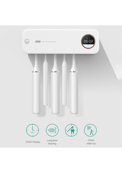 Uv Diş Fırçası Depolama Sterilizatörü Şarj Edilebilir Diş Fırçası Tutucu LED Ekran ile Duvara Montaj Banyo Aksesuarları Beyaz (Yurt Dışından) indirimleri