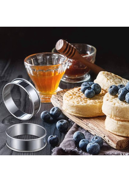 12 Paket 4 Inç Çift Haddelenmiş Ingiliz Muffin Halkaları, Paslanmaz Çelik Krumpet Halkaları, Tart Halkaları, Yuvarlak (Yurt Dışından) fiyatları