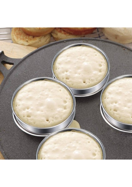 12 Paket 4 Inç Çift Haddelenmiş Ingiliz Muffin Halkaları, Paslanmaz Çelik Krumpet Halkaları, Tart Halkaları, Yuvarlak (Yurt Dışından) fırsatları