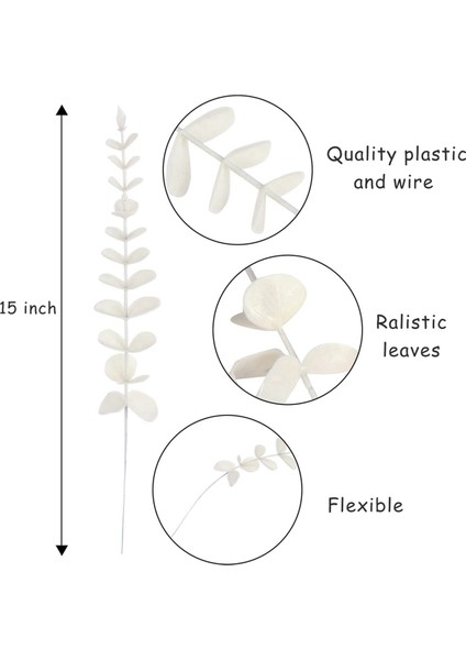 Beyaz Yapay Okaliptüs Kaynaklanıyor, 216 Adet Sahte Okaliptüs Dalları Çiçek Aranjmanı Düğün Buket Dekor Için Yapraklar (Yurt Dışından)
