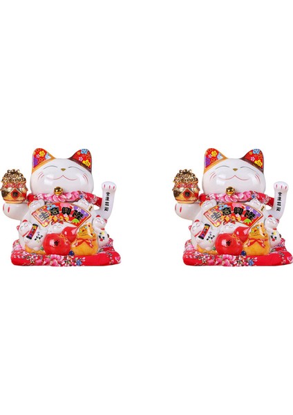 2x 7 Inç Seramik Çağıran Kedi Maneki Neko Süs Feng Shui Dekorasyon Salıncak Şanslı Kedi, B (Yurt Dışından) fiyatları