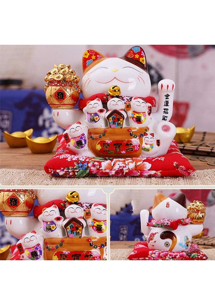 2x 7 Inç Seramik Çağıran Kedi Maneki Neko Süs Feng Shui Dekorasyon Salıncak Şanslı Kedi, B (Yurt Dışından) modelleri