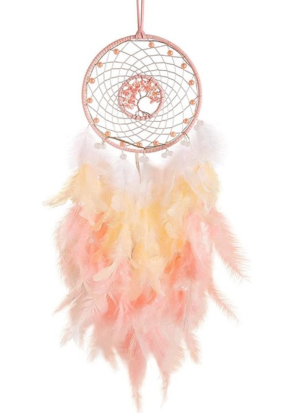 Dream Catcher Asılı Süs Dekor El Yapımı LED Işıkları Pembe Tüy Şifa Kristalleri Dreamcatchers Ev Duvar Dekoru Için (Yurt Dışından)