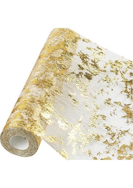 5x Masa Koşucu, Altın Folyo ile Köpüklü Polyester Tül Şerit Rulo, Doğum Günü Partisi Düğün Noel Dekor 28CMX10M (Yurt Dışından)