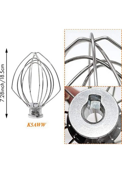 Kitchenaid Dikey Mikser Yardımı Için 2x K5AWW Yedek Tel Kırbaç, 5 Quart Kaldırma Kasesi 6 Telli Kırbaç Ataşmanı Aksesuarları (Yurt Dışından)