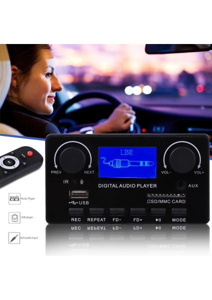 Bluetooth 5.0 Mp3 Dekoder Kartı Desteği Handsfree Kayıt Fm Dc 12 V Mp3 Wma Wav Ape Flac Ses Amplifikatörü Kurulu (Yurt Dışından) modelleri