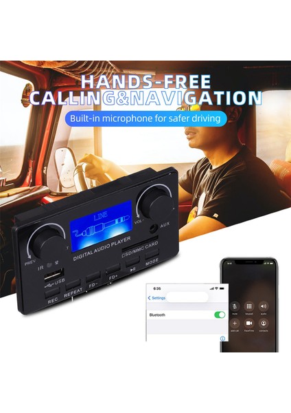 Bluetooth 5.0 Mp3 Dekoder Kartı Desteği Handsfree Kayıt Fm Dc 12 V Mp3 Wma Wav Ape Flac Ses Amplifikatörü Kurulu (Yurt Dışından) indirimleri