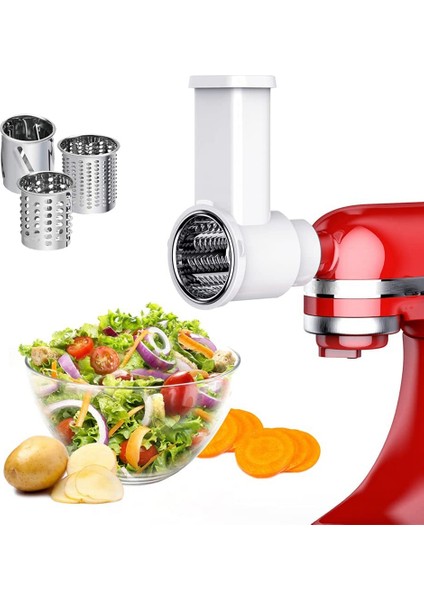 Dilimleyici Parçalayıcı Ataşmanları, Kitchenaid Stand Mikser Için Taze Hazırlama Sebze Dilimleyici, Temizleme Fırçalı Salata Yapıcı (Yurt Dışından)