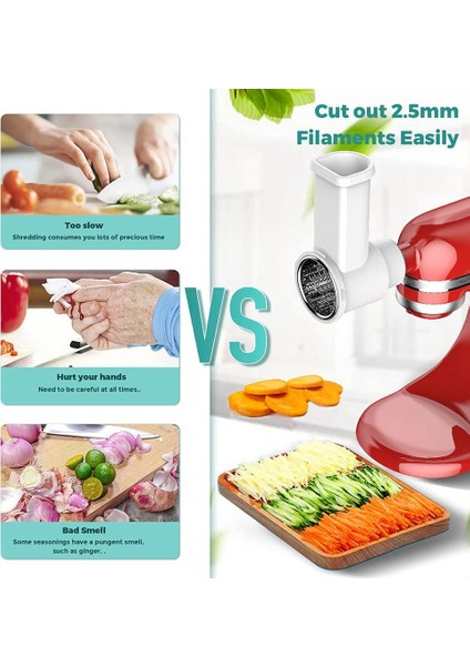 Dilimleyici Parçalayıcı Ataşmanları, Kitchenaid Stand Mikser Için Taze Hazırlama Sebze Dilimleyici, Temizleme Fırçalı Salata Yapıcı (Yurt Dışından) indirimleri